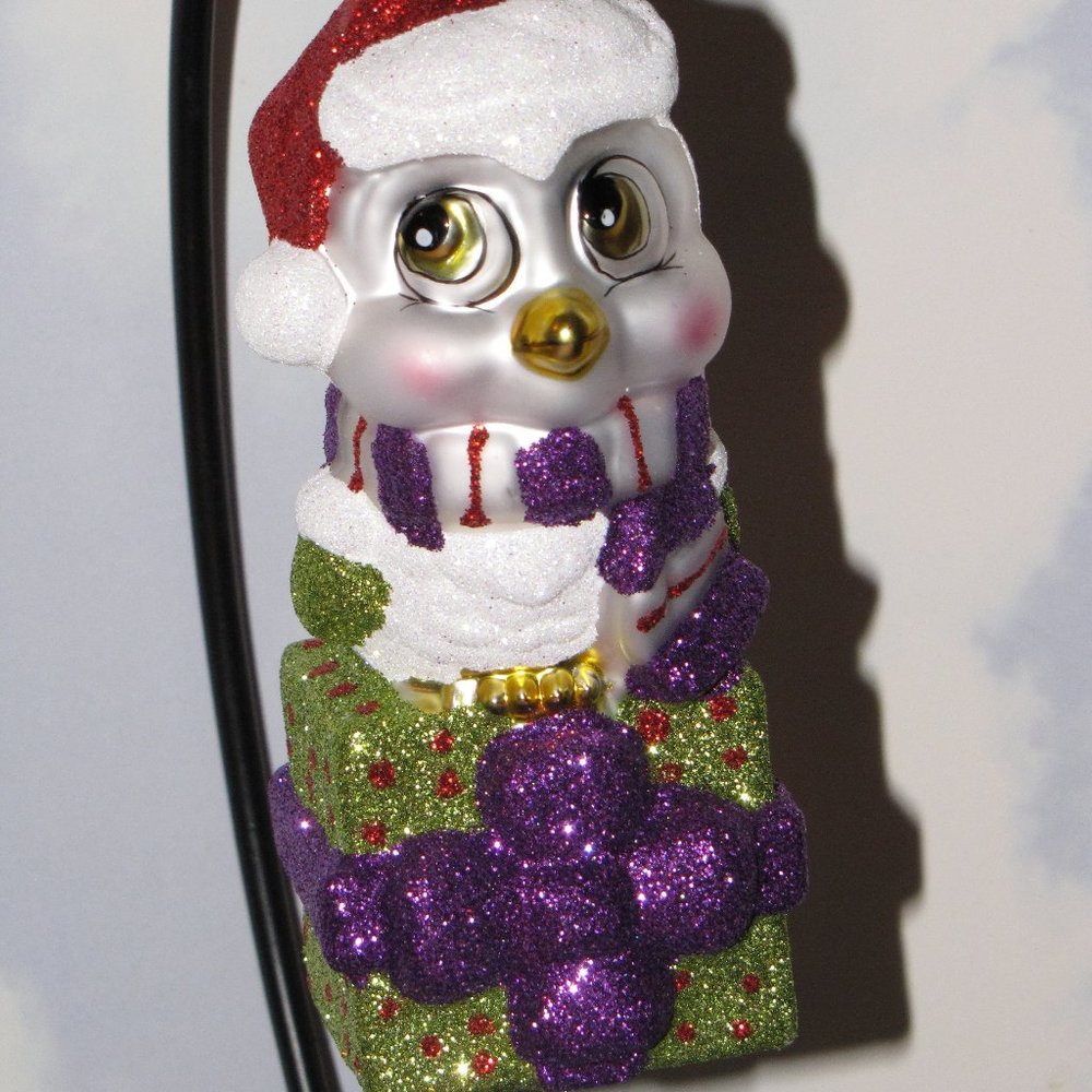 Radko Celebrations Snowy Owl Purple Scarf Ornament